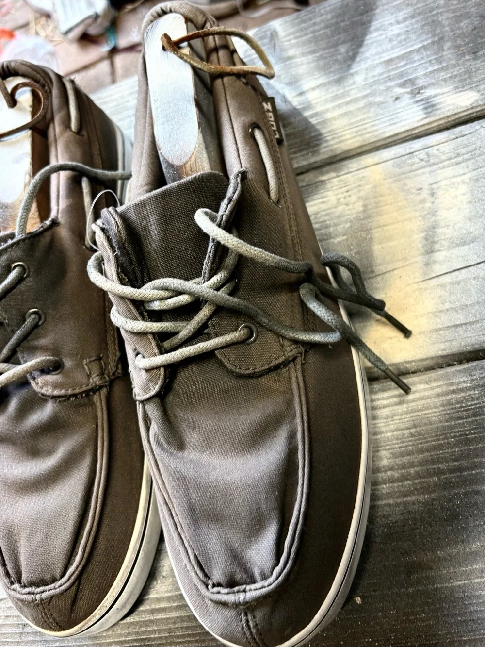 Lugz Greycanvas boat shoes with white soles #boatshoes #nautical size 11.5